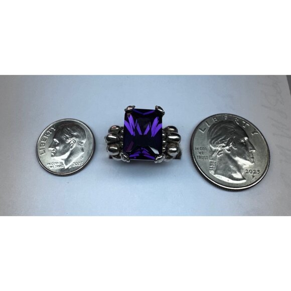 Vintage Sterling Silver 925 Ring w/ Purple Gemstone – Estate Size 4.5 - Picture 11 of 11